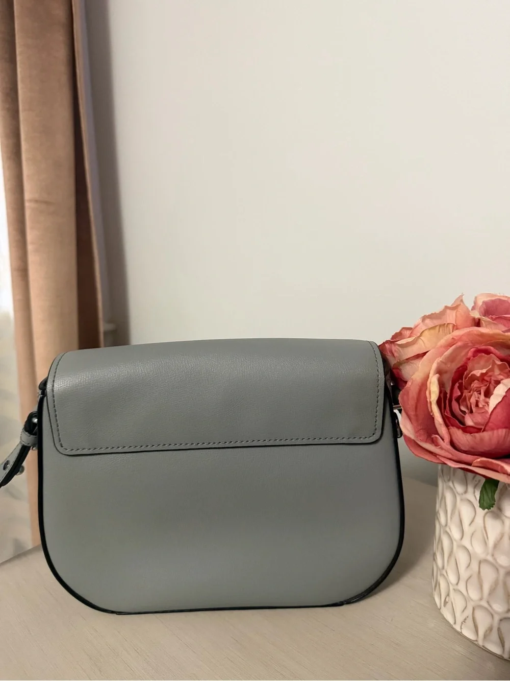 Marc Jacobs Light Gray Leather Crossbody Saddle Bag